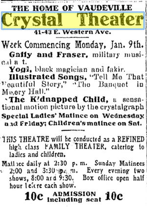 jan 1905 Crystal Theatre, Muskegon